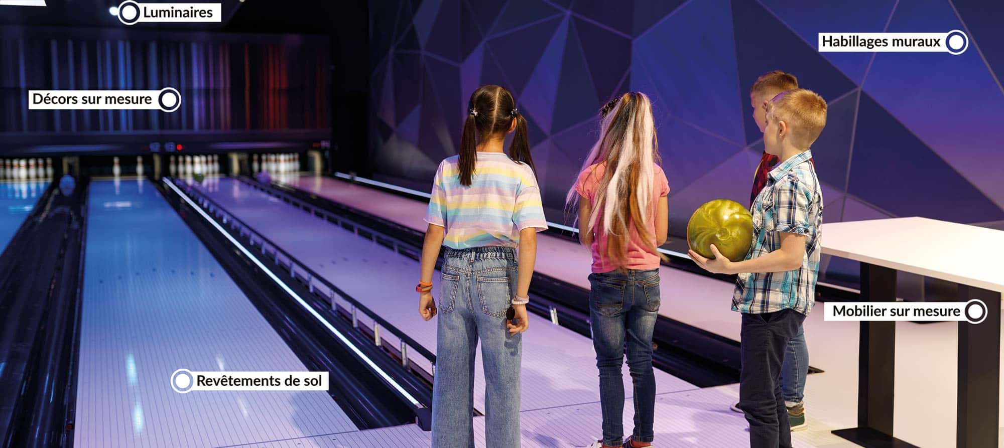 Piste de bowling avec des enfants qui y jouent