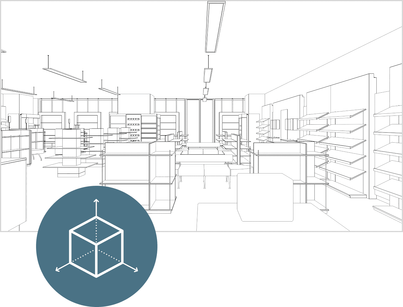 Plan 3D d'un commerce